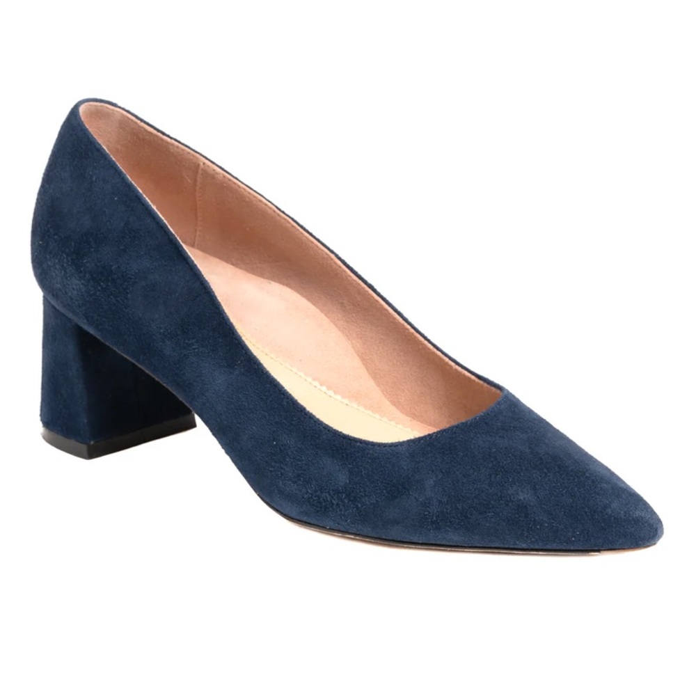 NWOT Ally Shoes Noble Suede Lower Block Heel | women’s size: 38.5 C | navy - Picture 2 of 15
